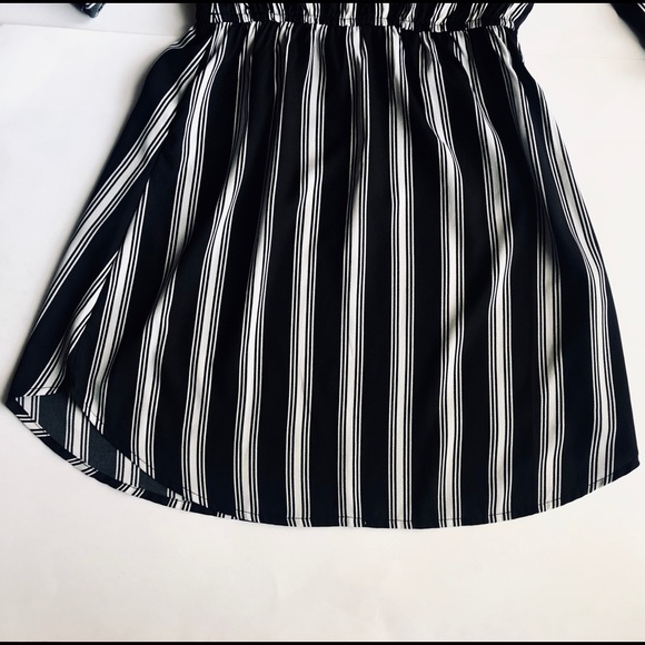 Indulge Collar Cuffed 3/4 Sleeve B&W Mini Dress - Picture 3 of 8